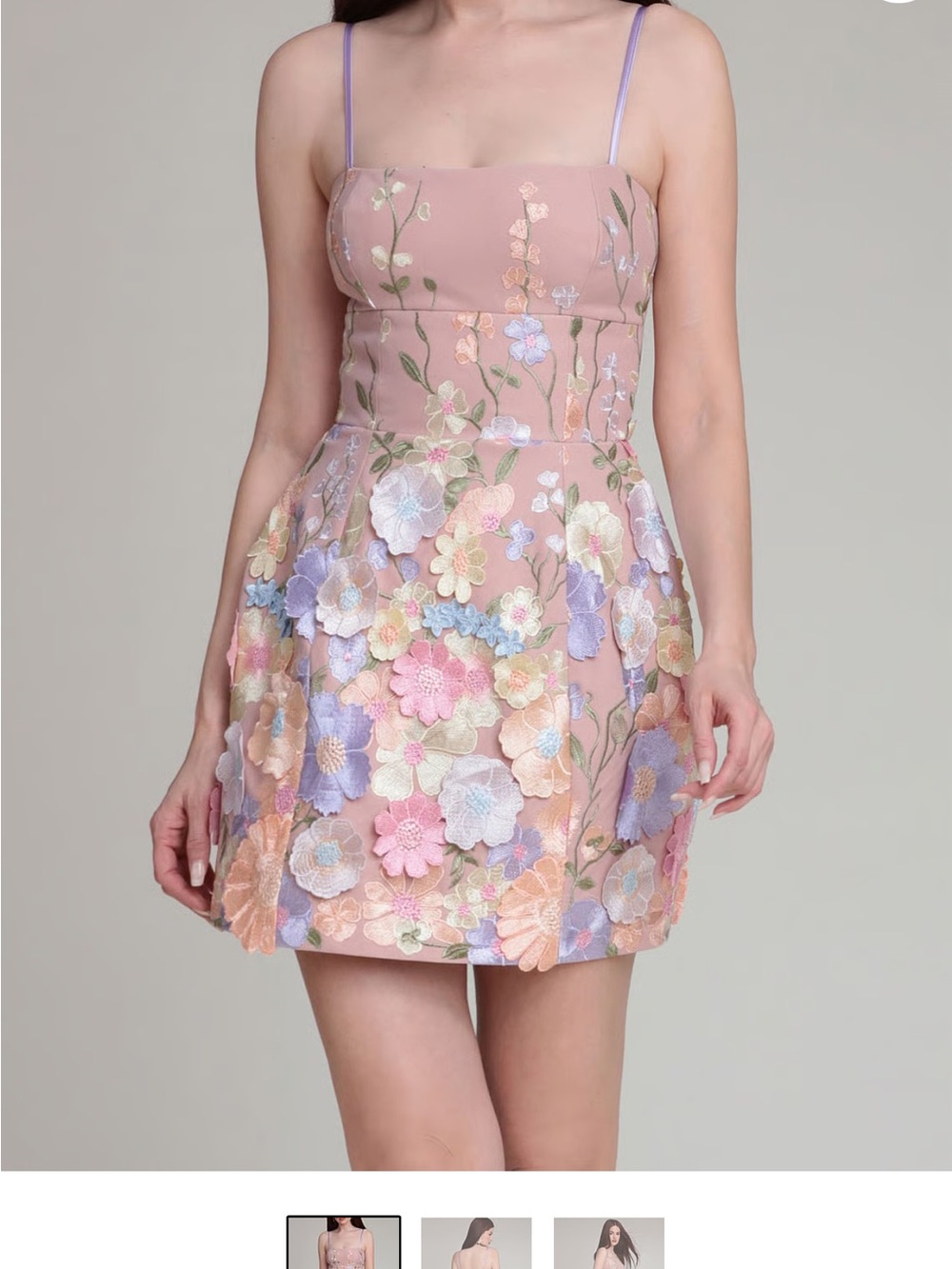 Avec Les Filles Dusty Rose Floral Appliqué Mini Dress